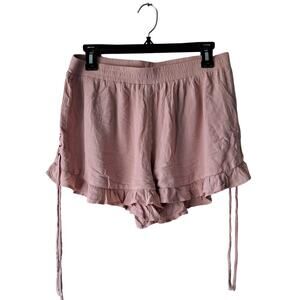 Express Shorts Lace Up Side Ruffle Hem Coquette Bloomer Pink Womens Size Medium